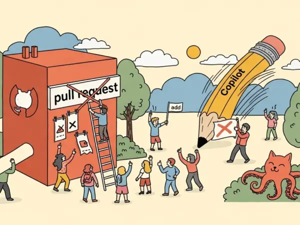 Editorial illustration for: GitHub backs down, kills Copilot pull-request ads after backlash