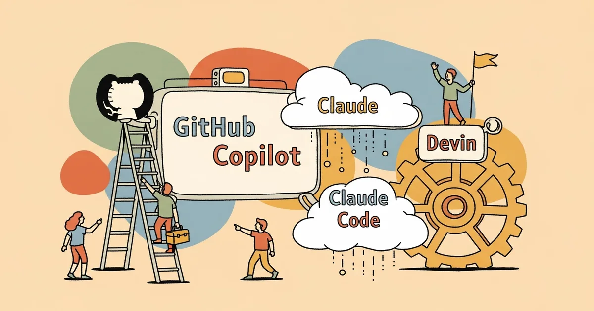 Editorial illustration for: GitHub Copilot vs Claude Code vs Devin 2026: The Coding Agent Verdict