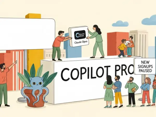 Editorial illustration for: GitHub Removes Claude Opus from Copilot Pro, Pauses New Signups