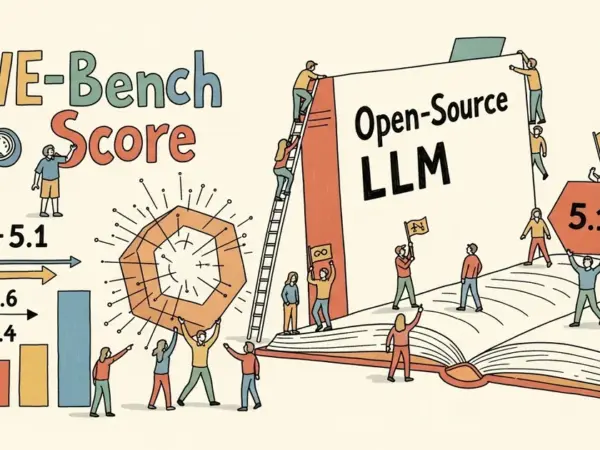 Editorial illustration for: GLM-5.1 Open-Source LLM Claims Top SWE-Bench Pro Score, Outpacing Opus 4.6 and GPT-5.4