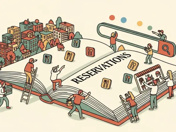 Editorial illustration for: Google AI Mode Now Books Restaurant Reservations in Search Results