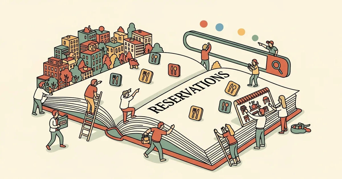 Editorial illustration for: Google AI Mode Now Books Restaurant Reservations in Search Results