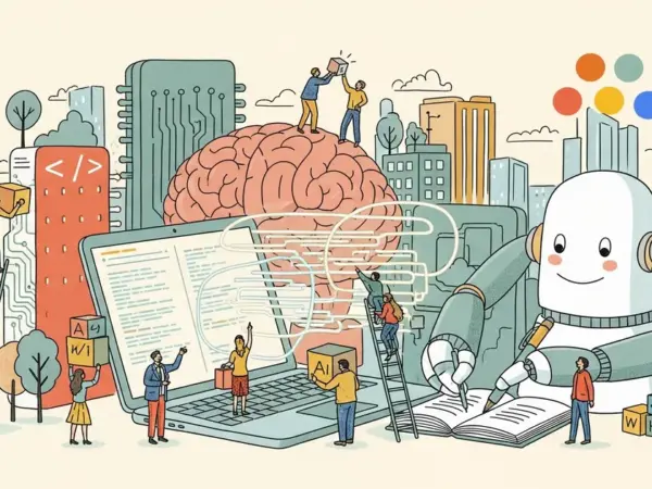 Editorial illustration for: Google CEO Reports 75% of New Code Is Now AI-Generated