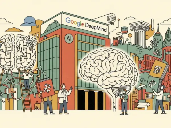 Editorial illustration for: Google DeepMind Just Hired Its First Full-Time Philosopher — His Job Is to Figure Out If AI Is Co