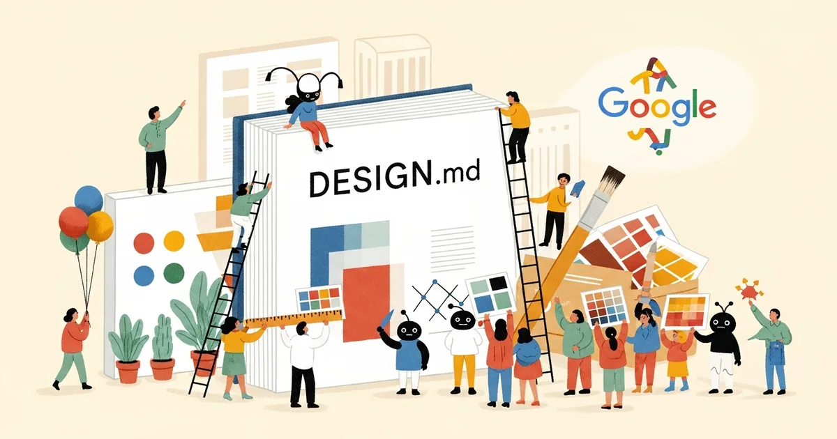 Editorial illustration for: Google Open-Sources DESIGN.md to Give AI Agents Brand-Consistent Design Rules