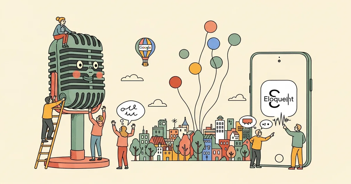 Editorial illustration for: Google Releases Gemma-Powered Offline Dictation App 'Eloquent' for iOS