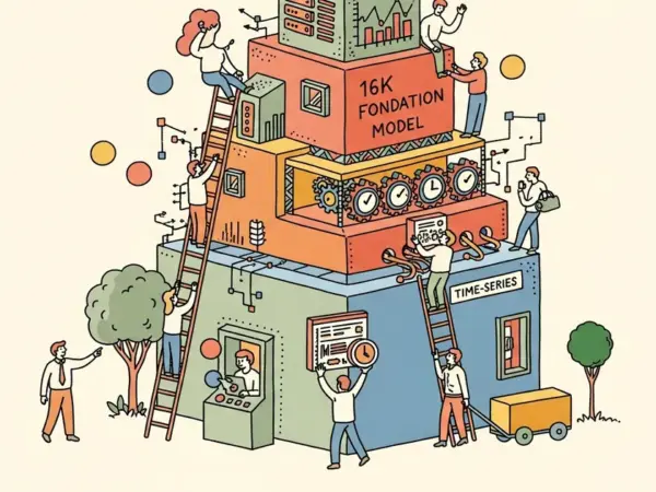 Editorial illustration for: Google's 200M-parameter time-series foundation model with 16k context