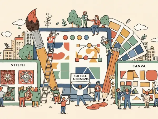 Editorial illustration for: Google Is Giving Away 550 Free AI Design Generations Per Month — Here's How Stitch Compares to Ca