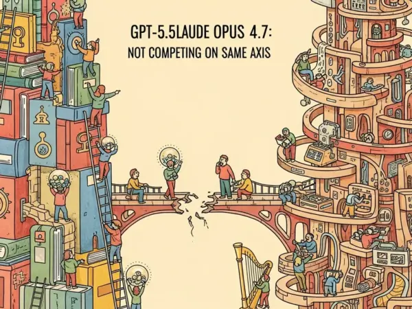 Editorial illustration for: GPT-5.5 vs Claude Opus 4.7: Not Competing on the Same Axis