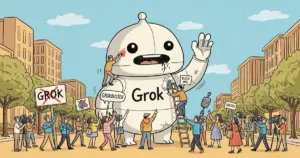 Editorial illustration for: A Nobody Brand Went Viral at SXSW by Mocking Grok — Grokbuster's $500 Stunt Got More Coverage Tha