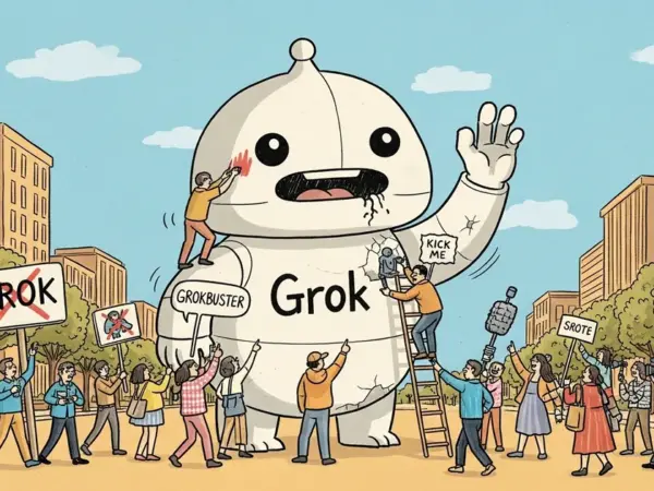 Editorial illustration for: A Nobody Brand Went Viral at SXSW by Mocking Grok — Grokbuster's $500 Stunt Got More Coverage Tha