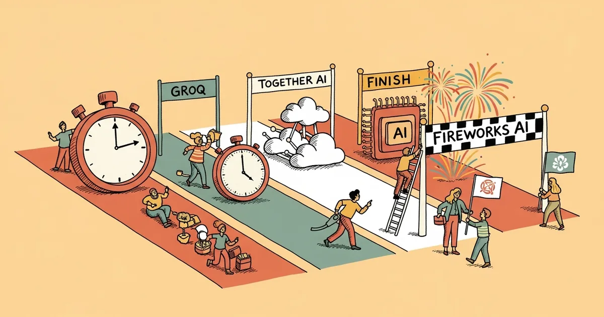 Editorial illustration for: Groq vs Together AI vs Fireworks AI 2026: The AI Inference API Speed Test