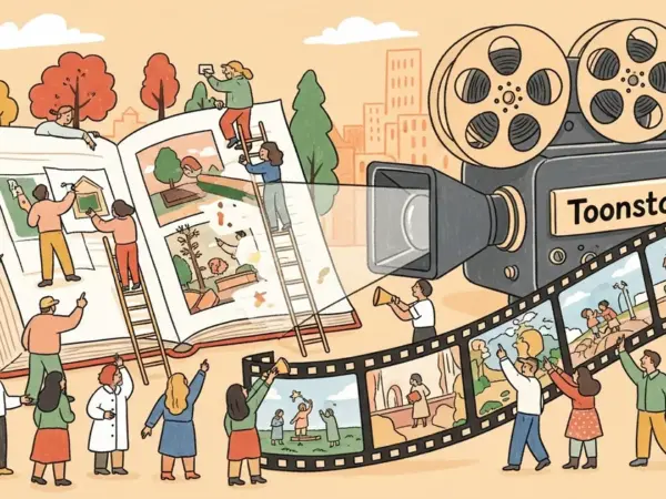 Editorial illustration for: HarperCollins Partners with AI Animation Studio Toonstar to Adapt Book Series