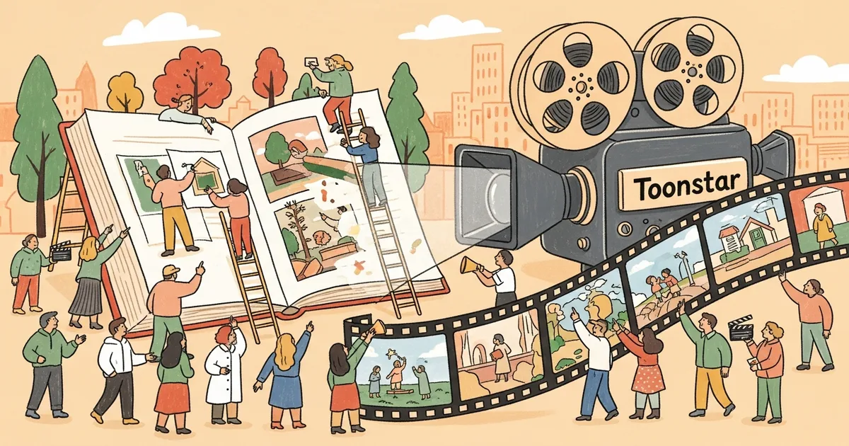 Editorial illustration for: HarperCollins Partners with AI Animation Studio Toonstar to Adapt Book Series