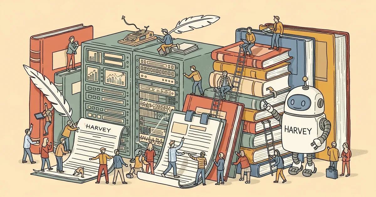 Editorial illustration for: Harvey's Legal Agents Now Draft Full Memos and Diligence Reports Autonomously