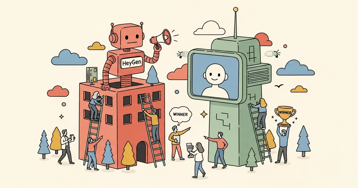 Editorial illustration for: HeyGen vs Synthesia 2026: The AI Avatar Video Platform Verdict