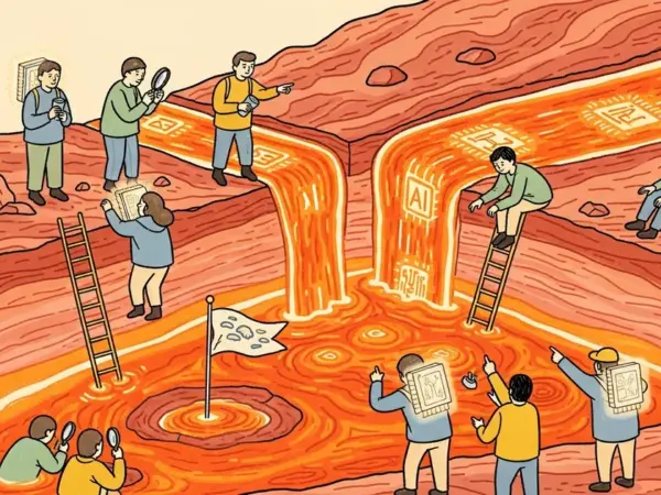 Editorial illustration for: This New AI Chip Works Inside Molten Lava — 1,300°F and Still Running