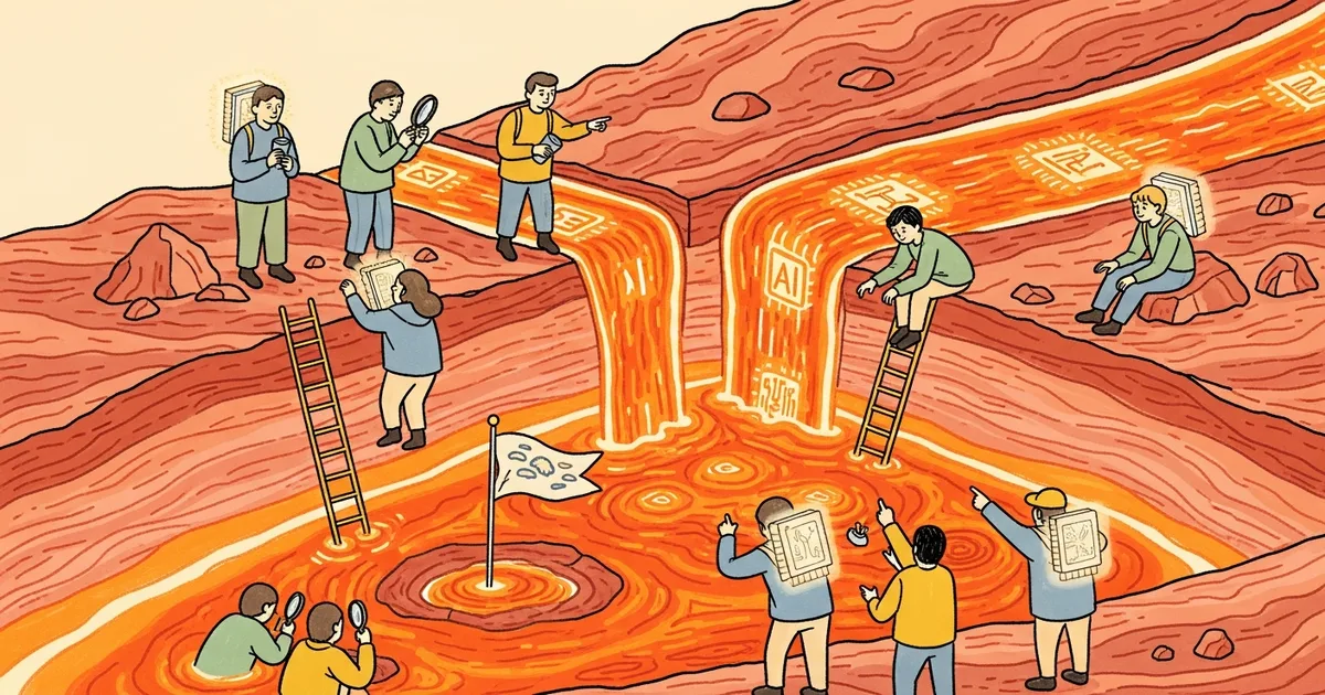 Editorial illustration for: This New AI Chip Works Inside Molten Lava — 1,300°F and Still Running