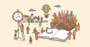 Editorial illustration for: People Are Gathering Offline to Escape AI — The Humans First Movement Is Growing