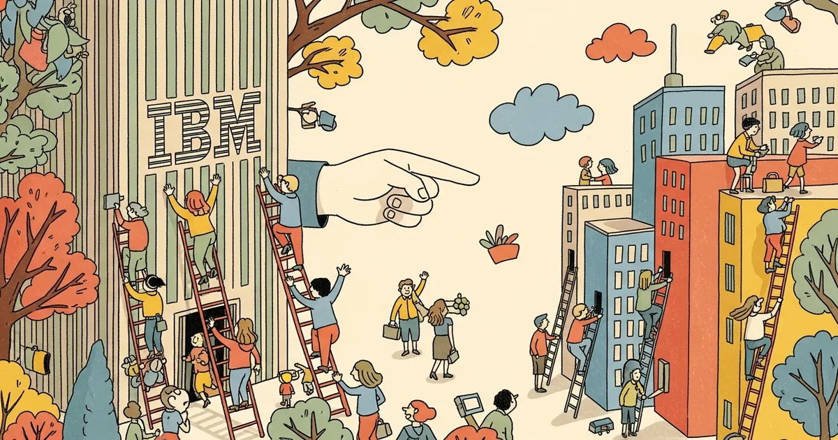 Editorial illustration for: IBM Just Tripled Entry-Level Hiring While Every Other Tech Company Cut Jobs