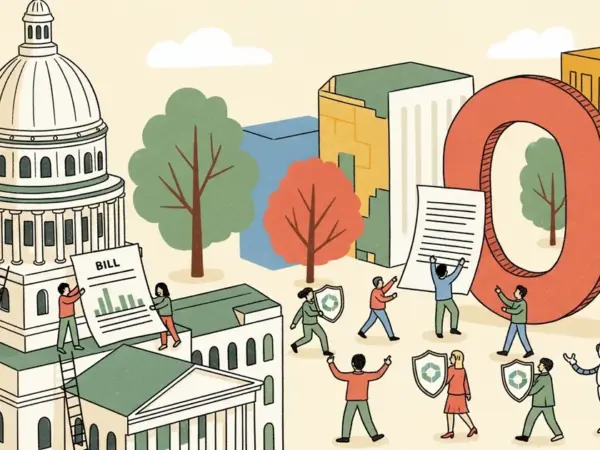 Editorial illustration for: OpenAI Is Quietly Backing an Illinois Bill That Would Shield It From Lawsuits — Even in Mass-Casu