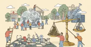 Editorial illustration for: Incentives, Equilibria, and the Limits of Healthcare AI: A Game-Theoretic Perspective