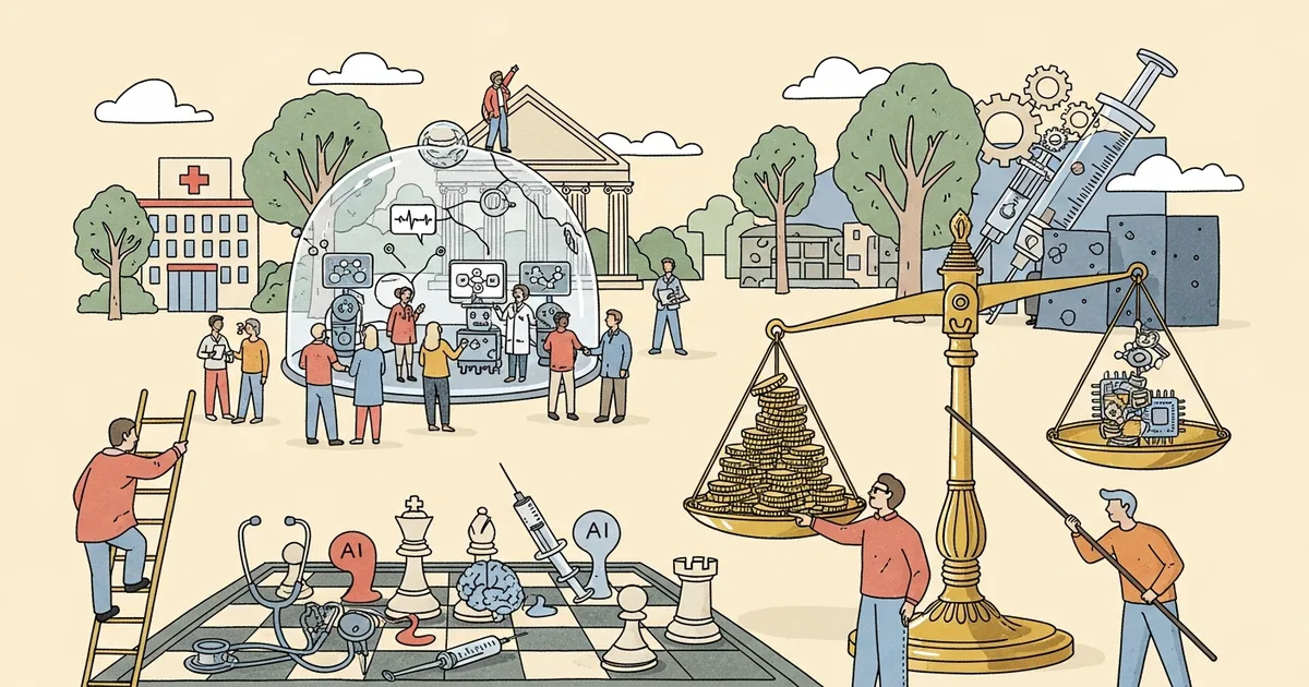 Editorial illustration for: Incentives, Equilibria, and the Limits of Healthcare AI: A Game-Theoretic Perspective