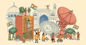 Editorial illustration for: India Just Bet $1.2 Billion on Not Depending on America or China for AI