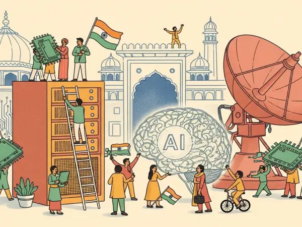 Editorial illustration for: India Just Bet $1.2 Billion on Not Depending on America or China for AI