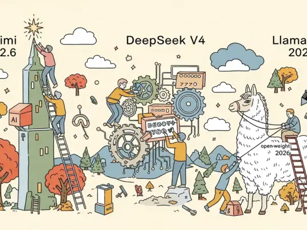 Editorial illustration for: Kimi K2.6 vs DeepSeek V4 vs Llama 4 2026: Open-Weight Model Comparison