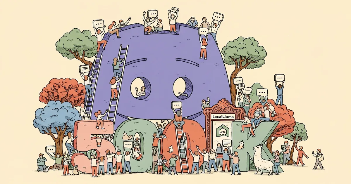 Editorial illustration for: LocalLlama Subreddit Launches Official Discord Server as Community Hits 500K Members