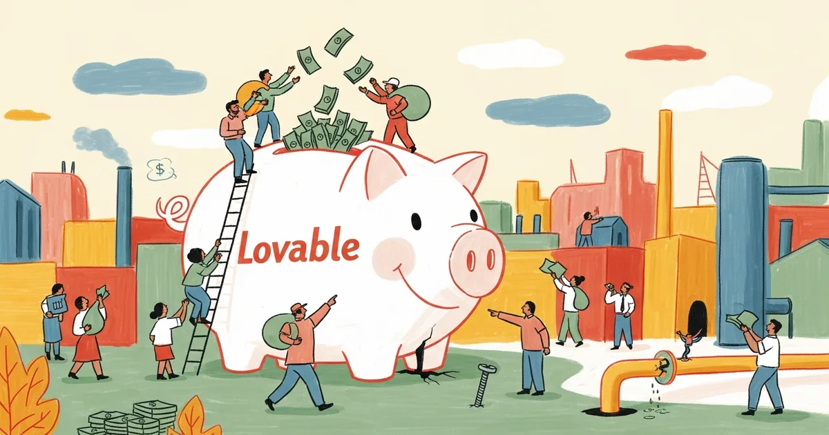 Editorial illustration for: Lovable Is Worth $6.6 Billion — But It Has a Fatal Flaw Nobody Talks About