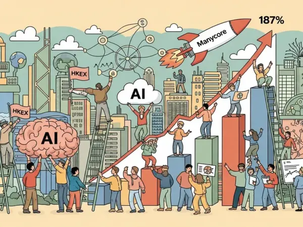 Editorial illustration for: Manycore's Hong Kong IPO Soars 187% After Pivot to AI Training Data
