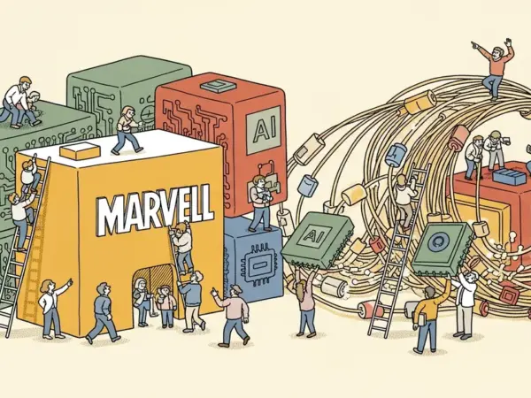 Editorial illustration for: Marvell Acquires Celestial AI, Adding Optical Interconnects for AI Clusters