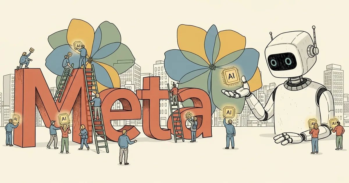 Editorial illustration for: Meta Debuts New AI Model to Challenge Google and OpenAI After Billions in AI Spending