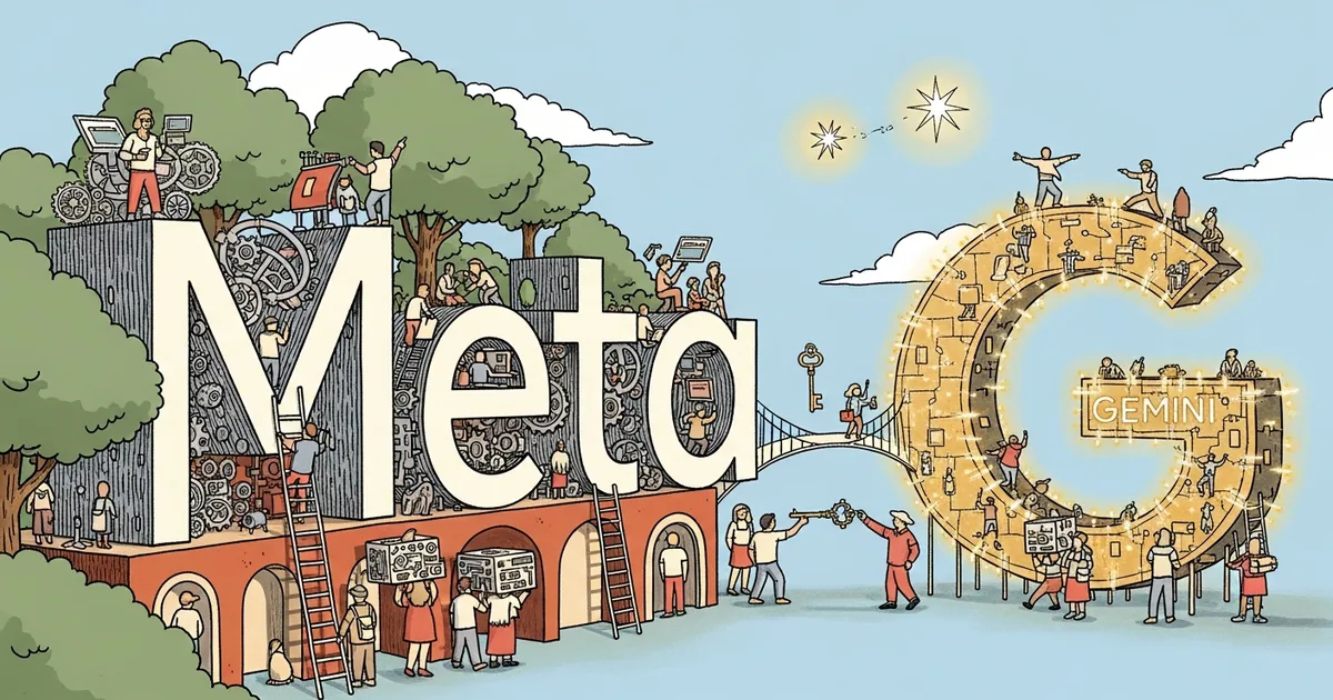 Editorial illustration for: Meta Delays Next AI Model, Reportedly Weighs Licensing Google's Gemini