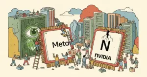 Editorial illustration for: Meta Just Announced 4 AI Chips in One Day — The NVIDIA Monopoly Has an Expiration Date
