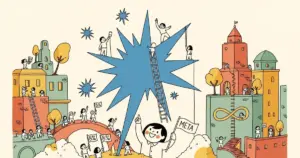 Editorial illustration for: Meta Muse Spark Sends META Stock Up 8% — Wang's First Big Bet