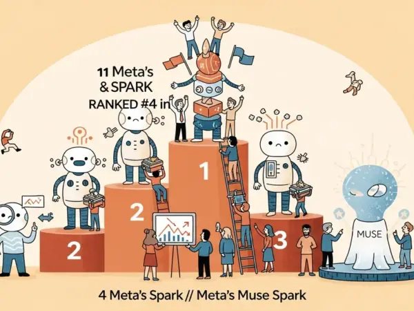 Editorial illustration for: Meta's Muse Spark Ranked #4 in AI — Its 'Most Powerful Model Ever' Lost to 3 Competitors [Benchma