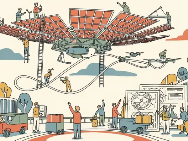 Editorial illustration for: Meta Signs 1 GW Space Solar Deal; Commercial Delivery Not Before 2030