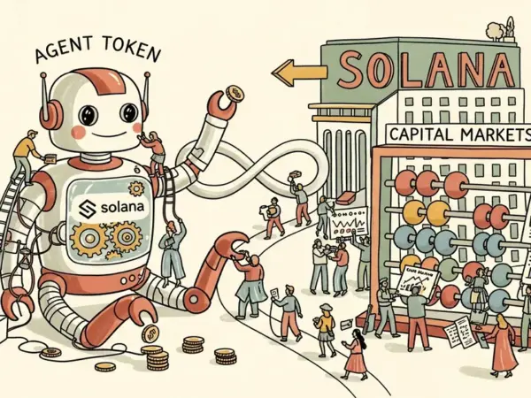 Editorial illustration for: Metaplex Agent Tokens on Solana: Agentic Capital Markets Are Live