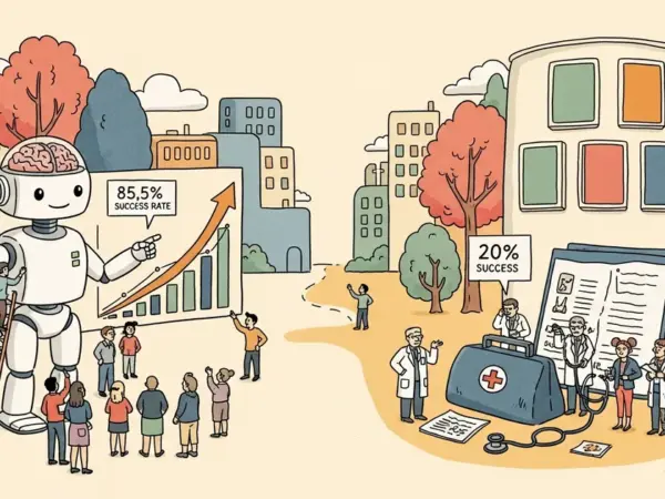 Editorial illustration for: Microsoft’s AI Doctor Gets 85.5% of Diagnoses Right — Human Doctors Get 20% [Study Results]