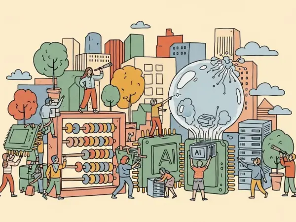 Editorial illustration for: Microsoft CFO Amy Hood Navigates Record AI Spending Amid Growing Bubble Concerns
