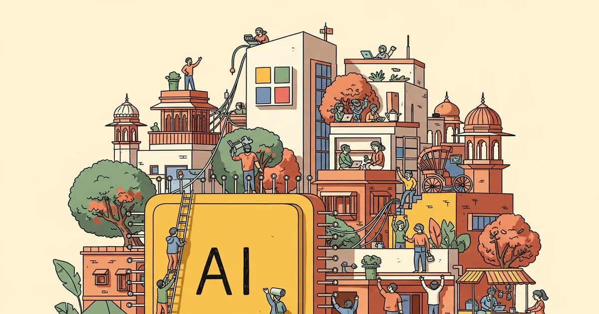 Editorial illustration for: Microsoft Just Bet $17.5 Billion on India's AI Future — Its Biggest Asia Investment Ever