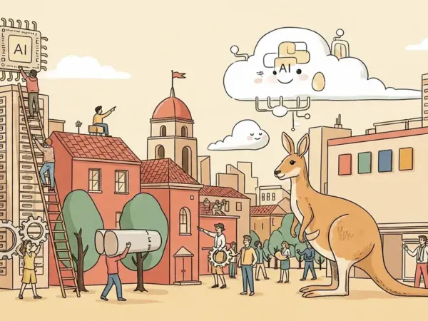 Editorial illustration for: Microsoft Pledges A$25 Billion to Build AI Capacity in Australia