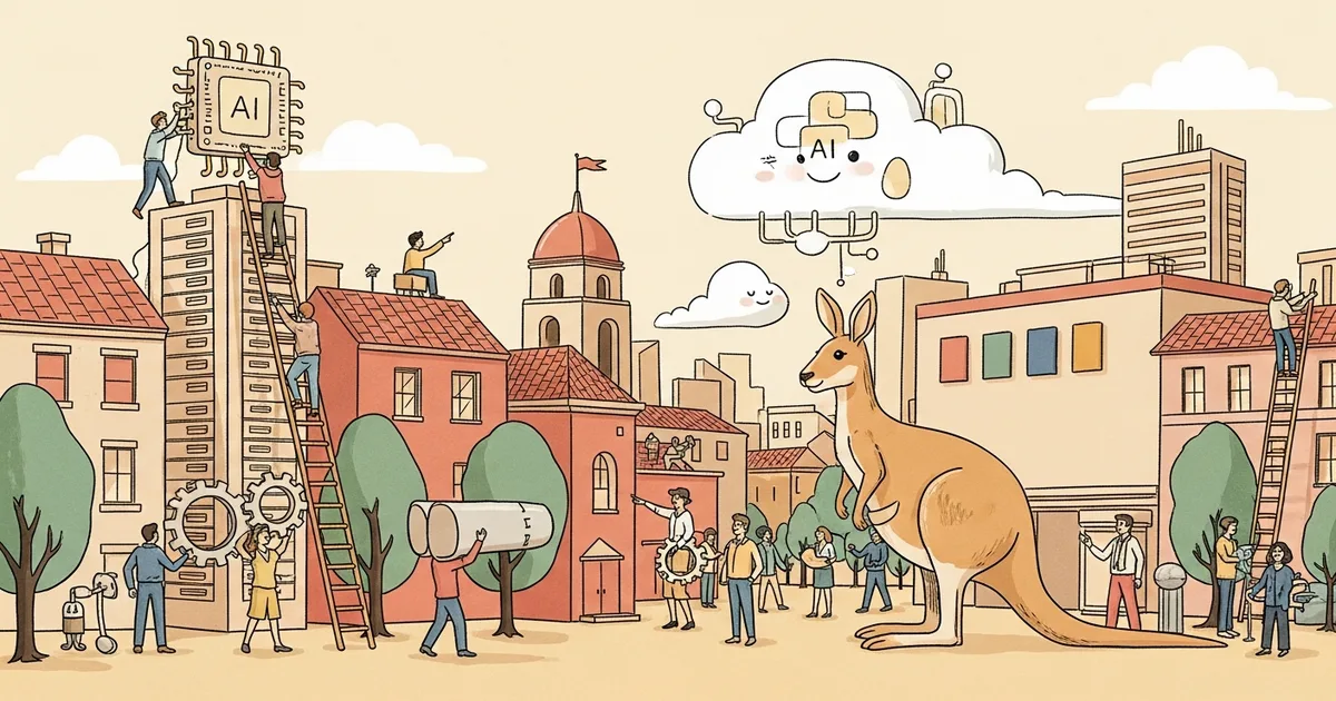 Editorial illustration for: Microsoft Pledges A$25 Billion to Build AI Capacity in Australia