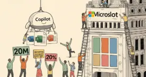 Editorial illustration for: Microsoft Reports 20M Paid M365 Copilot Seats, 20% Quarterly Usage Gain