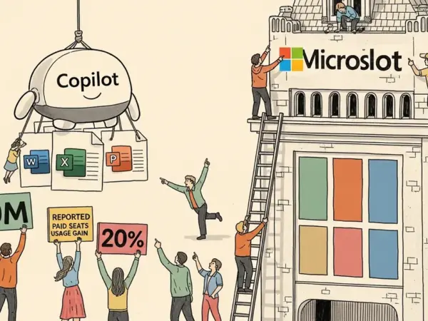 Editorial illustration for: Microsoft Reports 20M Paid M365 Copilot Seats, 20% Quarterly Usage Gain