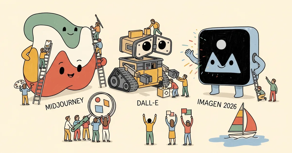 Editorial illustration for: Midjourney vs DALL-E vs Imagen 2026: Which AI Image Generator Actually Wins