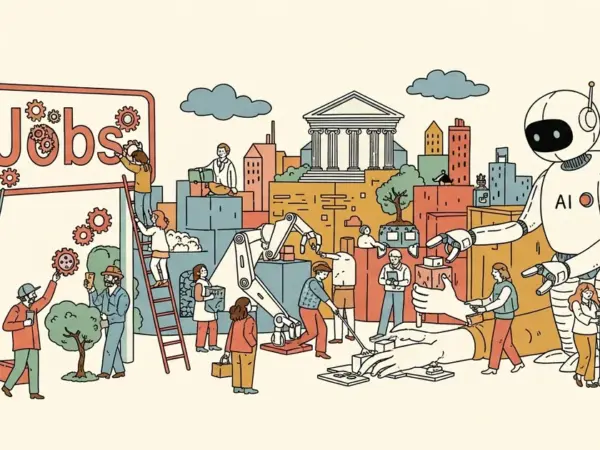 Editorial illustration for: MIT Study Finds AI Will Reshape Jobs Gradually, Not Trigger Mass Unemployment